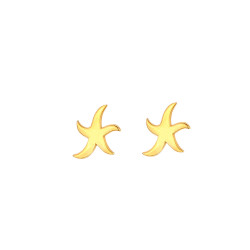 925 Silver Tiny Starfish Studs, White Gold Plated - 5