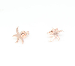925 Silver Tiny Starfish Studs, White Gold Plated - 6