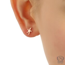 925 Silver Tiny Starfish Studs, White Gold Plated - Nusrettaki