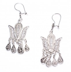 925 Silver Tulip Design Filigree Earring - Nusrettaki (1)