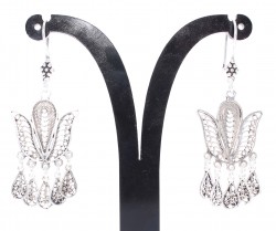 925 Silver Tulip Design Filigree Earring - 1