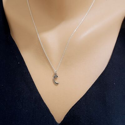 925 Silver Vav Letter Pendant Necklace - 1