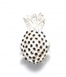 925 Sterling Black White Stone Pineapple Ring - Nusrettaki