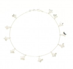 925 Sterling Silver 12 butterfly Anklet Bracelet, White - White stone - Nusrettaki (1)