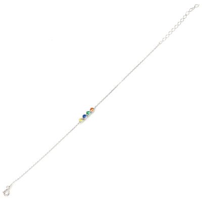 925 Sterling Silver 4 Row Tennis Bracelet with Colored Stones - 2