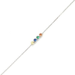 925 Sterling Silver 4 Row Tennis Bracelet with Colored Stones - 3
