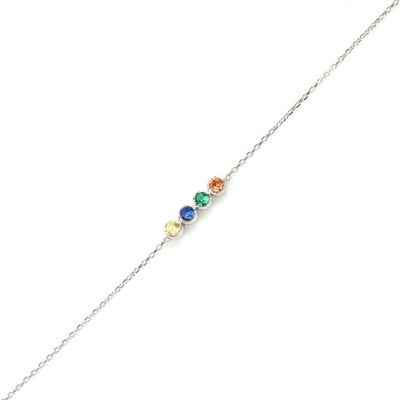 925 Sterling Silver 4 Row Tennis Bracelet with Colored Stones - 3
