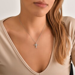 925 Sterling Silver AeroPlane Necklace, White - Nusrettaki