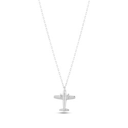 925 Sterling Silver AeroPlane Necklace, White - Nusrettaki (1)