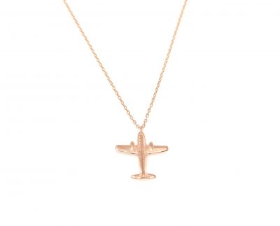 925 Sterling Silver AeroPlane Necklace, Rose - 1