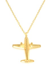 925 Sterling Silver AeroPlane Necklace, Yellow - Nusrettaki