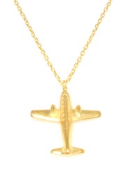 925 Sterling Silver AeroPlane Necklace, Yellow 