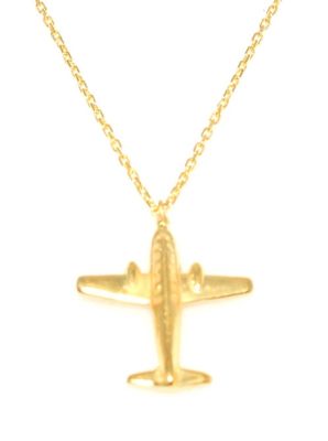925 Sterling Silver AeroPlane Necklace, Yellow - 1