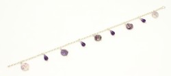925 Sterling Silver Amethyst Stone anklet - 2