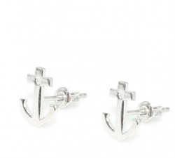 925 Sterling Silver Anchor Stud Earrings - 4