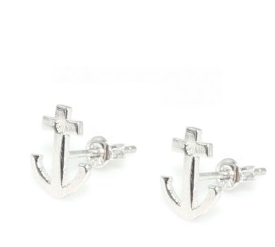 925 Sterling Silver Anchor Stud Earrings - 4