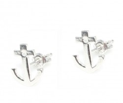 925 Sterling Silver Anchor Stud Earrings - 5
