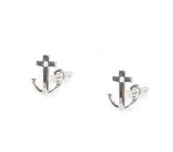 925 Sterling Silver Anchor Stud Earrings - 6