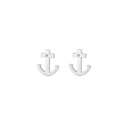 925 Sterling Silver Anchor Stud Earrings - 3