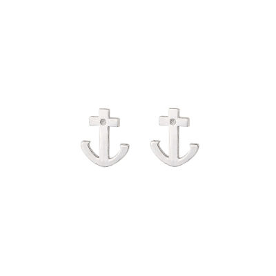 925 Sterling Silver Anchor Stud Earrings - 3