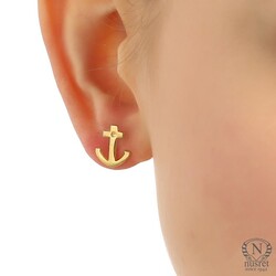 925 Sterling Silver Anchor Stud Earrings - Nusrettaki