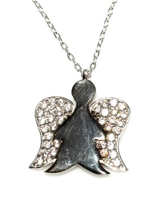 925 Sterling Silver Angel Design Necklace with White CZ - 4