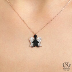 Nusrettaki - 925 Sterling Silver Angel Design Necklace with White CZ