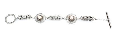 925 Sterling Silver Antique Bracelet with Pink Pearl - 4
