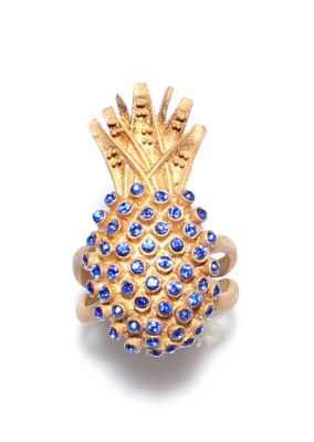 925 Sterling Silver Blue Stone Pineapple Ring - 4