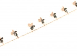 925 Sterling Silver Butterfly Anklet, Rose Gold Vermeiled - 7