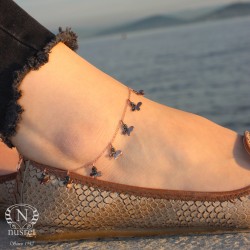 925 Sterling Silver Butterfly Anklet, Rose Gold Vermeiled - 4