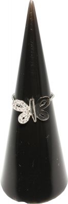 925 Sterling Silver Butterfly Joint Ring - White - 3
