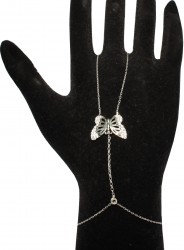 925 Sterling Silver Butterfly Shahmaran Hand Anklets - White Black - Nusrettaki
