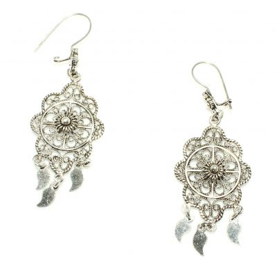 925 Sterling Silver Chandelier Filigree Earring , Circle Model - 1