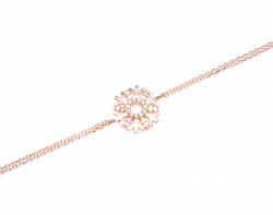 Sterling Silver Charmed Snowflake Double Chain Bracelet, Rose Gold Plated - Nusrettaki