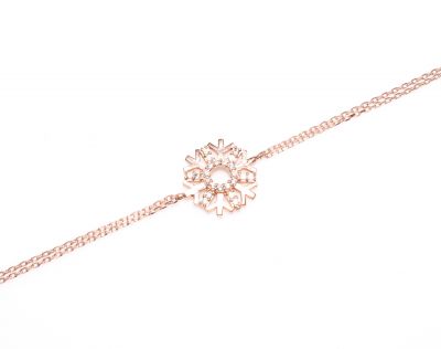 Sterling Silver Charmed Snowflake Double Chain Bracelet, Rose Gold Plated - 1