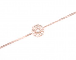 Sterling Silver Charmed Snowflake Double Chain Bracelet, Rose Gold Plated - Nusrettaki (1)