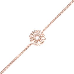 Sterling Silver Charmed Snowflake Double Chain Bracelet, Rose Gold Plated - Nusrettaki