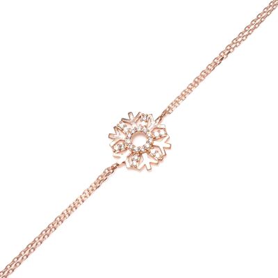 Sterling Silver Charmed Snowflake Double Chain Bracelet, Rose Gold Plated - 1
