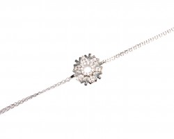 Sterling Silver Charmed Snowflake Double Chain Bracelet - Nusrettaki