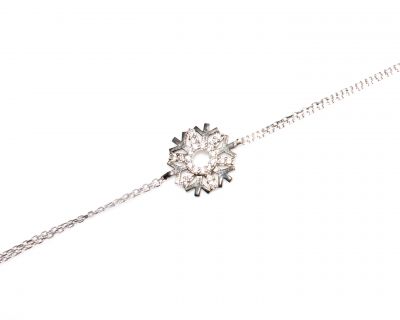 Sterling Silver Charmed Snowflake Double Chain Bracelet - 1