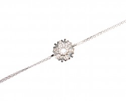Sterling Silver Charmed Snowflake Double Chain Bracelet - Nusrettaki (1)