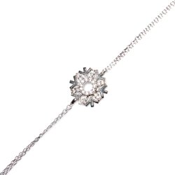 Sterling Silver Charmed Snowflake Double Chain Bracelet - Nusrettaki