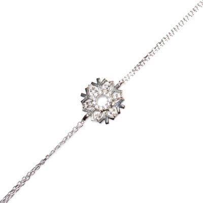 Sterling Silver Charmed Snowflake Double Chain Bracelet - 1