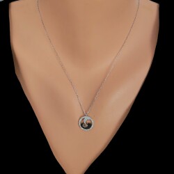 925 Silver Circle Moon & Vav Pendant – Islamic Symbol Jewelry - Nusrettaki