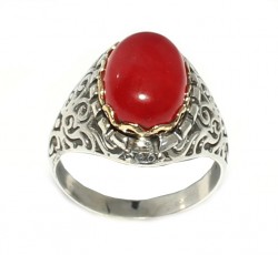 925 Sterling Silver Constantinople Design Authentic Ring with Agate - Nusrettaki (1)