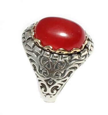 925 Sterling Silver Constantinople Design Authentic Ring with Agate - 3