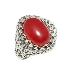 925 Sterling Silver Constantinople Design Authentic Ring with Agate - 4