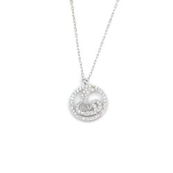 Sterling Silver Crescent Moon and Vav Necklace – White Stone Islamic Jewelry - Nusrettaki (1)