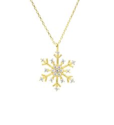 925 Sterling Silver CZ Snowflake Winter Necklace - Nusrettaki (1)